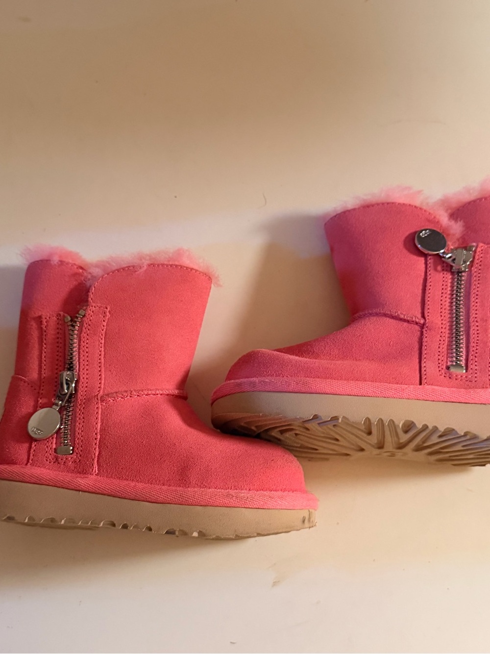 UGG Bailey zip mini Pink Shearling-Lined Zip Boots